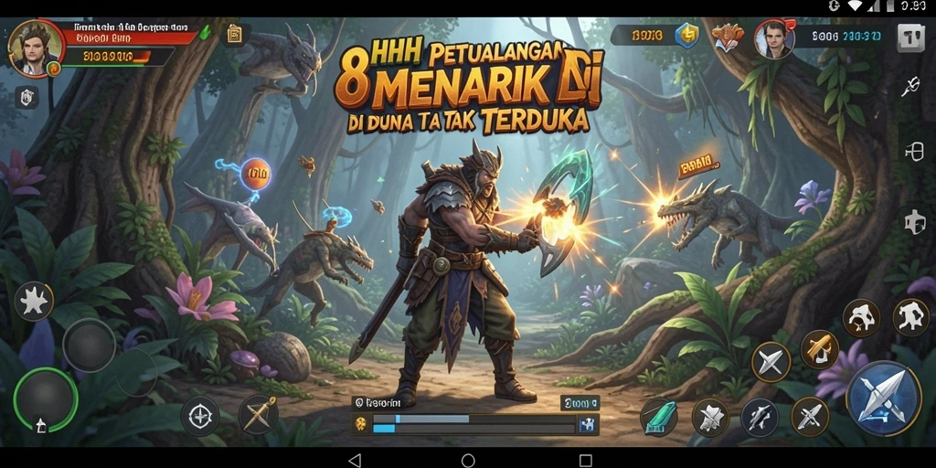 Tampilan gameplay yang menakjubkan dalam 8HHH saat menjelajahi dunia petualangan.