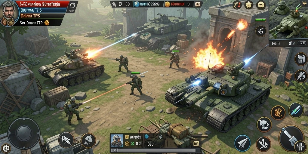 Gameplay seru di dunia peperangan TPS.
