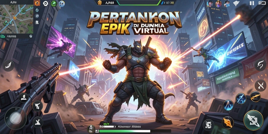 Screenshot gameplay AJR88 menampilkan pertempuran seru antara dua petarung.