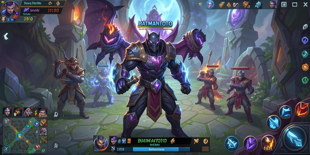 Tampilan gameplay seru di BATMANTOTO dengan aksi MOBA yang intens.