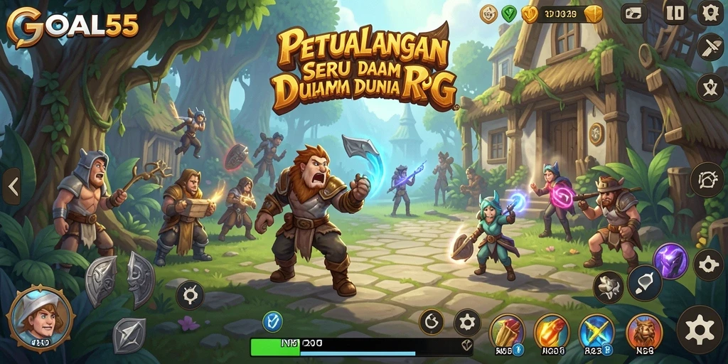 Tampilkan aksi seru dalam pertempuran RPG GOAL55.