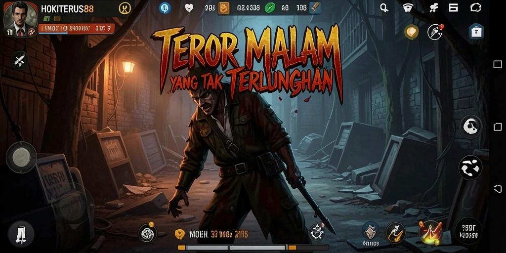 Tampilan gameplay HOKITERUS88 yang menakutkan dan menyeramkan.
