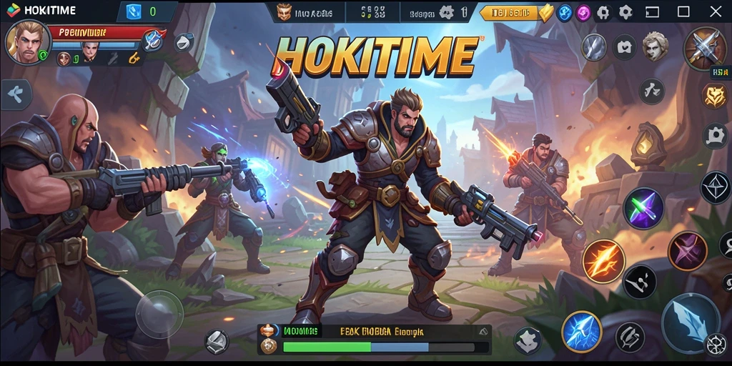 Gameplay seru HOKITIME dalam pertempuran MOBA.