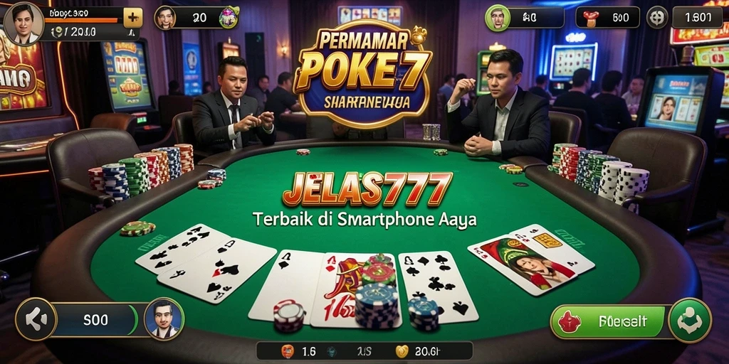 Tampilan gameplay seru dalam aplikasi poker JELAS777.