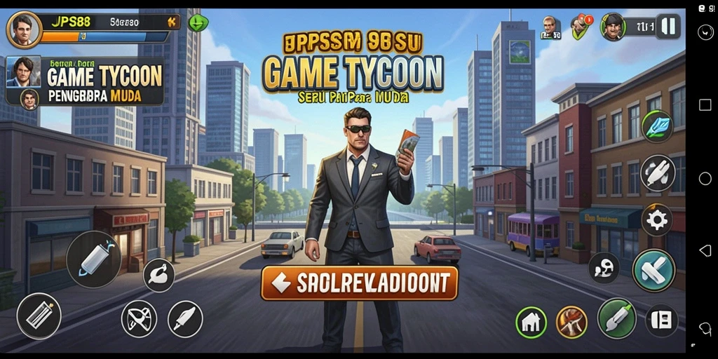 Tampilan gameplay menarik dalam JPS88 yang menggambarkan pengelolaan bisnis Tycoon.