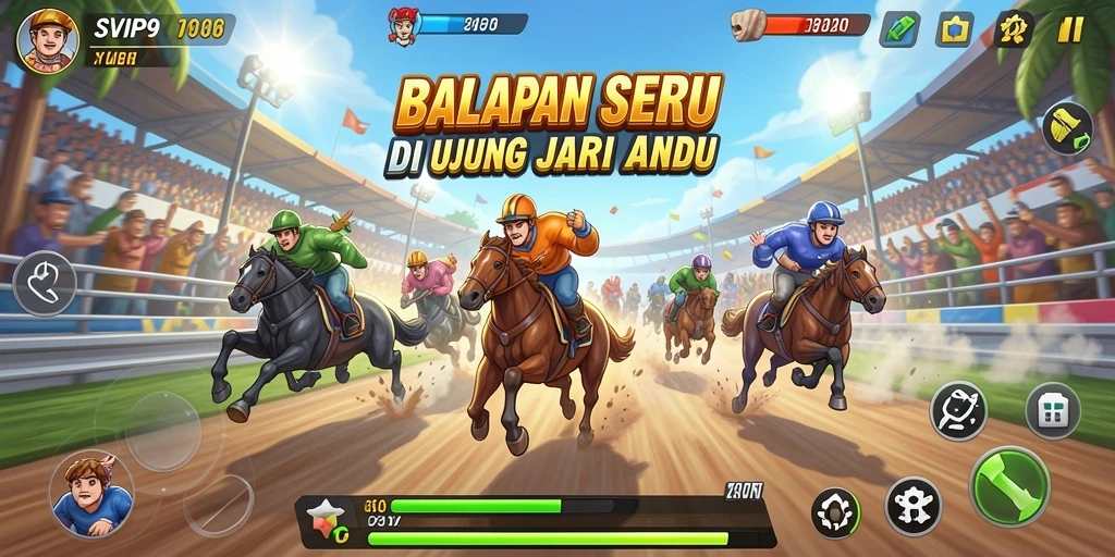 Screenshot gameplay SVIP9 dengan aksi balapan mendebarkan.